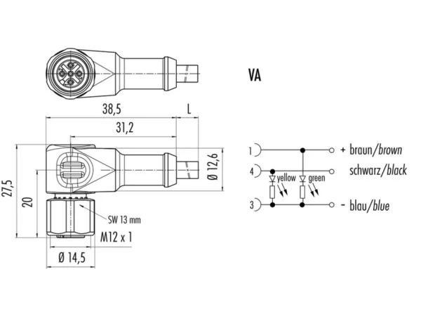 Female angled connector