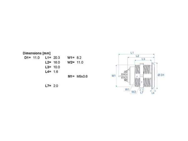 Standard wall mounted socket - front mounting