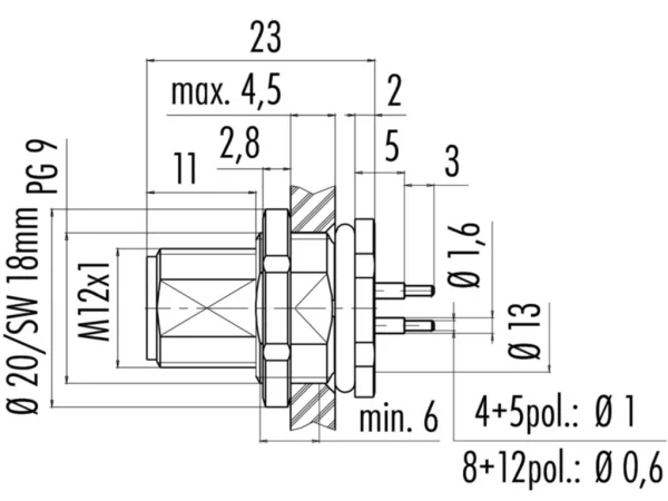 Male panel mount connector