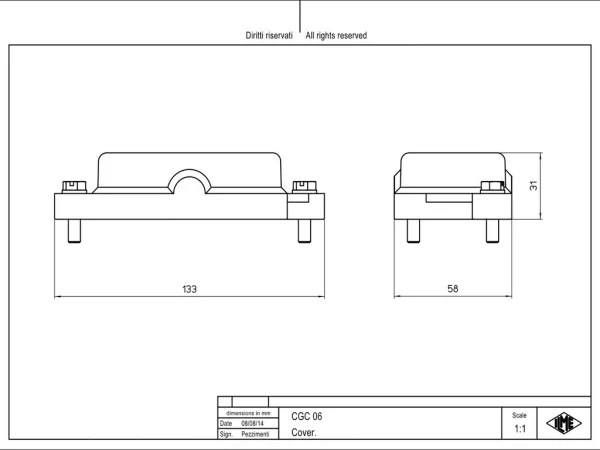 protection cover, size 44.27, IP68 alu, screw locking