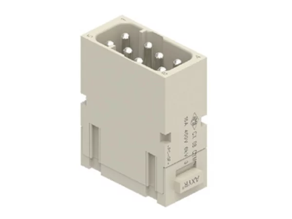 male insert, MIXO, 1 MU, 8p, silver, AXYR® push-in connection, 16A, 400V