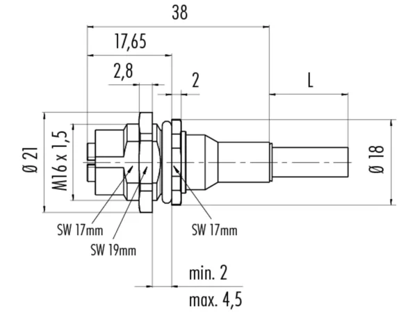 Female panel mount connector