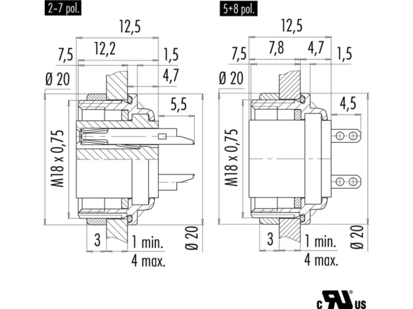 Female panel mount connector
