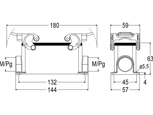 surface mounting housing, size 104.27, C-TYPE alu, 2 levers, 2xM25 side
