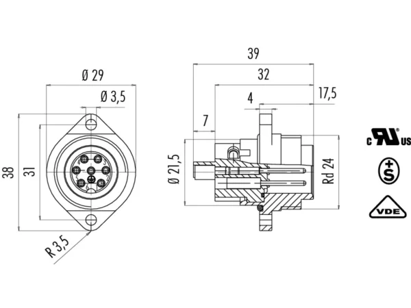 Male panel mount connector