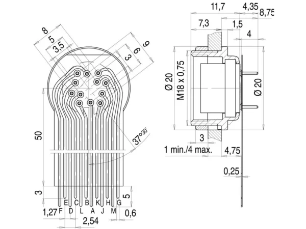 Female panel mount connector