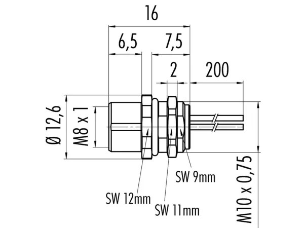 Female panel mount connector
