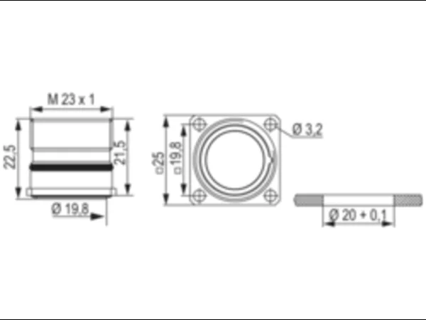 Panel Connector, Male Thread