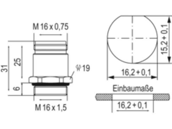 Panel Connector, Male Thread