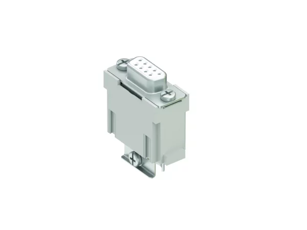female insert, MIXO, 1MU, 9p, silver, screw, 5A, 50V, D-SUB, with T-connection