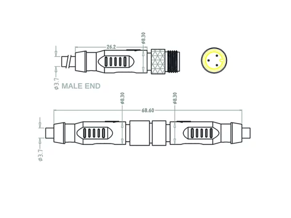 Mini C Male cable connector