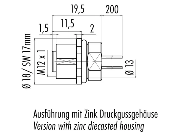 Female panel mount connector