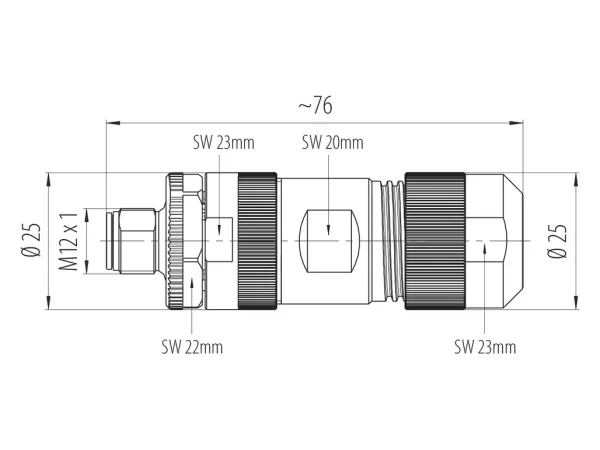 M12 Male cable connector