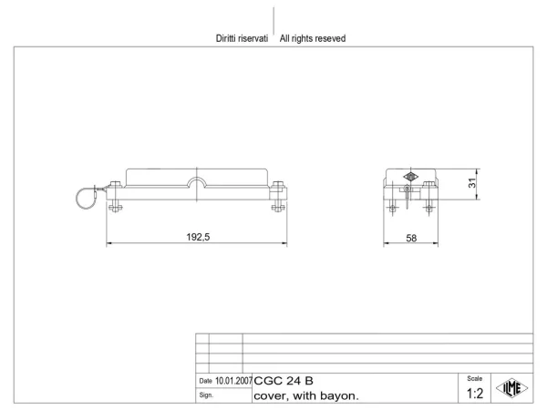 protection cover, size 104.27, IP68 alu, bayonet locking