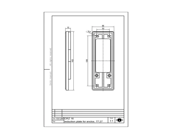 adapter plate, size 77.27, for 24-pole cut-outs size 104.27