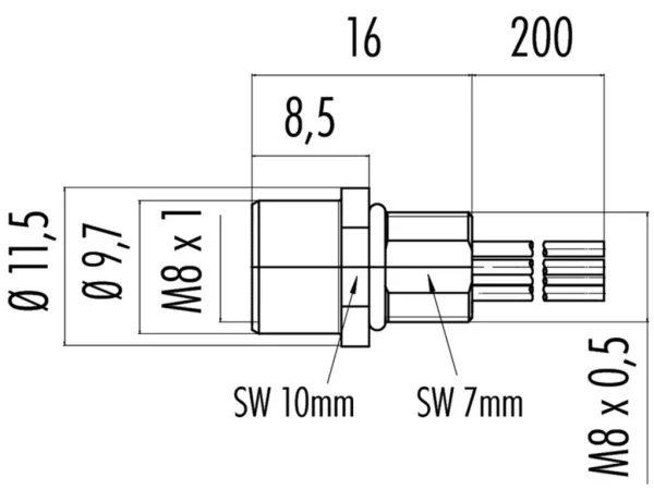 Female panel mount connector