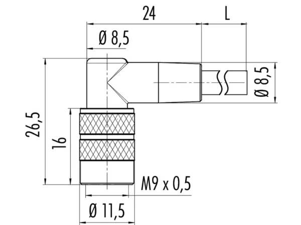 Female angled connector
