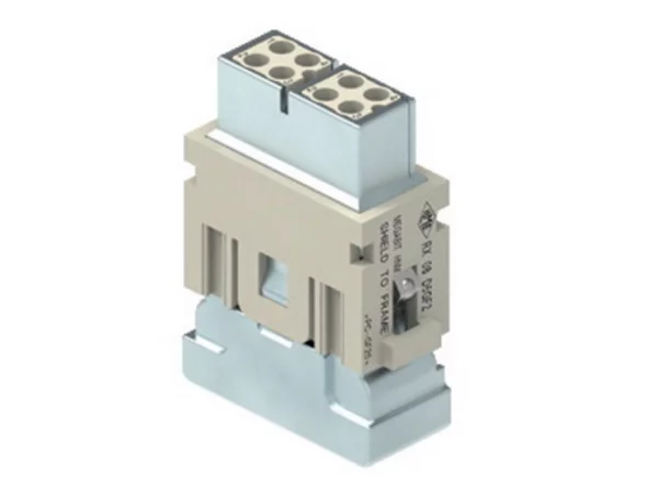 female insert, MIXO HNM, 1MU, 8p, crimp, 10A, 50V, megabit,  double cable entry, with contact to PE