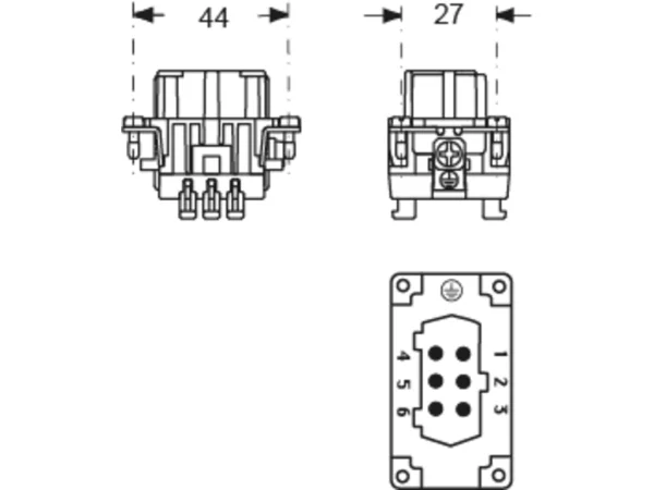 female insert, size 44.27, 6p+PE, SQUICH, 16A, 500V