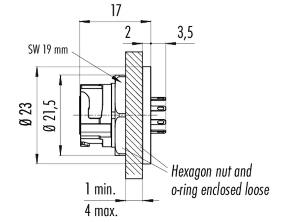 Female panel mount connector