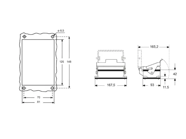 bulkhead mounting housing, size 104.62, E-Xtreme alu, 1 lever, cover metal