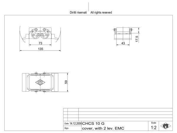 protection cover, size 57.27, EMC alu, 2 levers, gasket, loop
