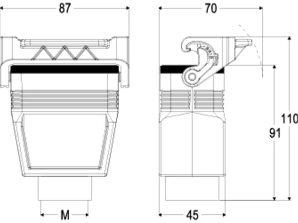hood, size 57.27, IL-BRID stainless steel, 1 lever, 1xM40 top