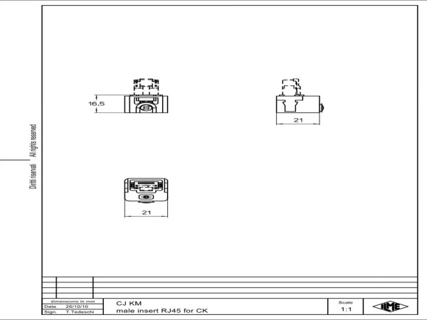 adaptor, size 21.21, for RJ45 male insert CXJM