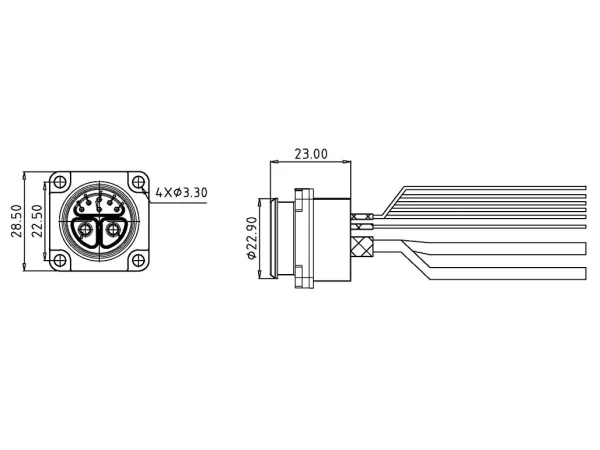 Female panel mount connector, self-locking