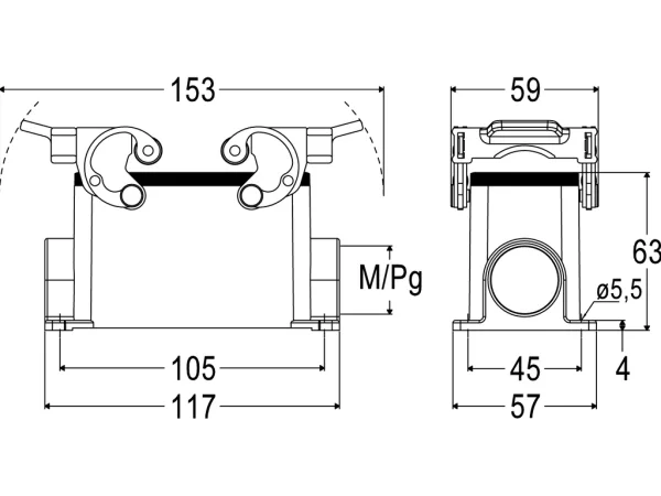 surface mounting housing, size 77.27, C-TYPE alu, 2 levers, 1xM25 side