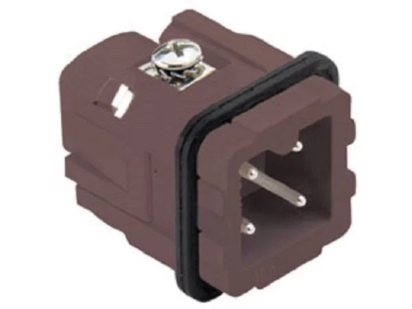 male insert, size 21.21, 3p+PE, silver, screw, 10A, 230/400V, 180°C