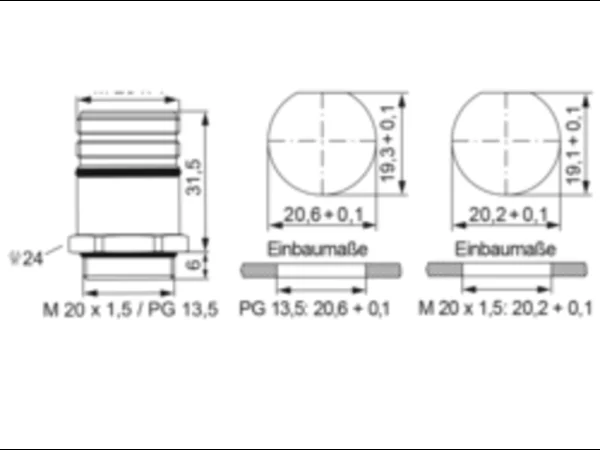 Panel Connector, Male Thread