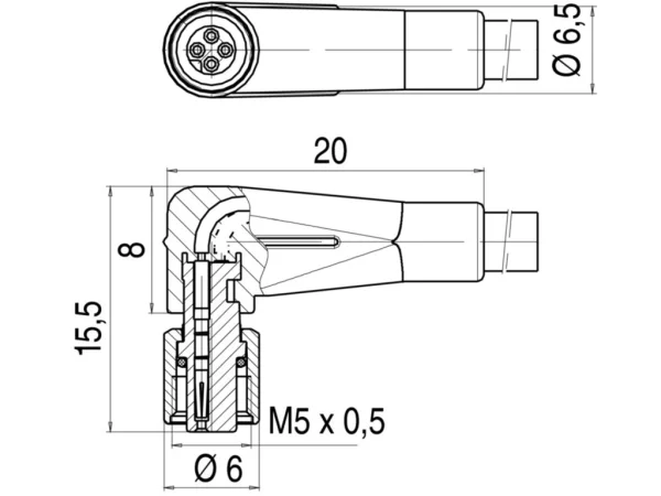 Female angled connector