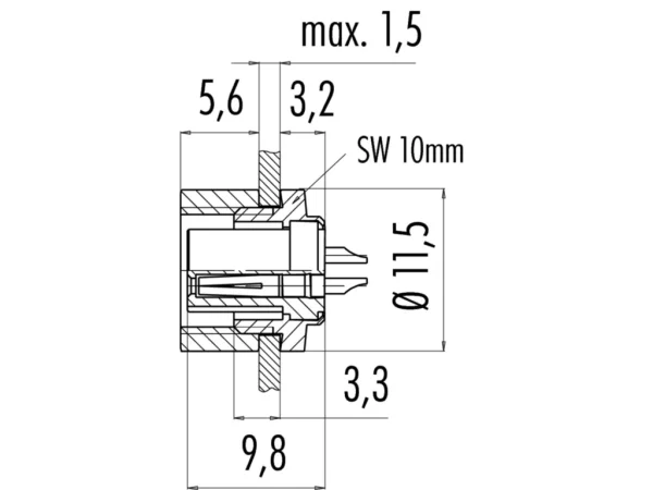 Female panel mount connector