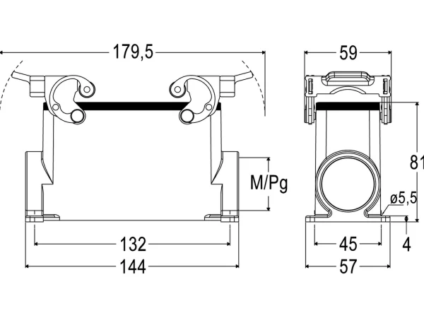 surface mounting housing, high, size 104.27, C-TYPE alu, 2 levers, 1xM40 side
