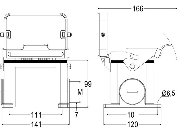 surface mounting housing, size 104.62, C-TYPE alu, 1 lever, 2xM50 side, cover metal