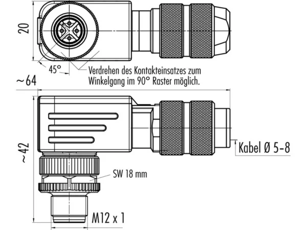 Male angled connector