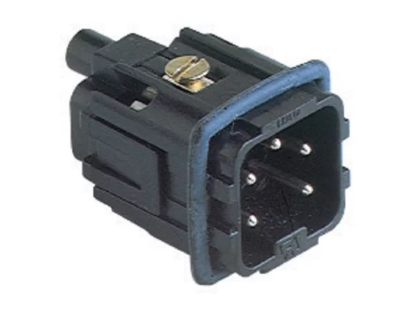 male insert, size 21.21, 4p+PE, silver, screw, 10A, 230/400V, black
