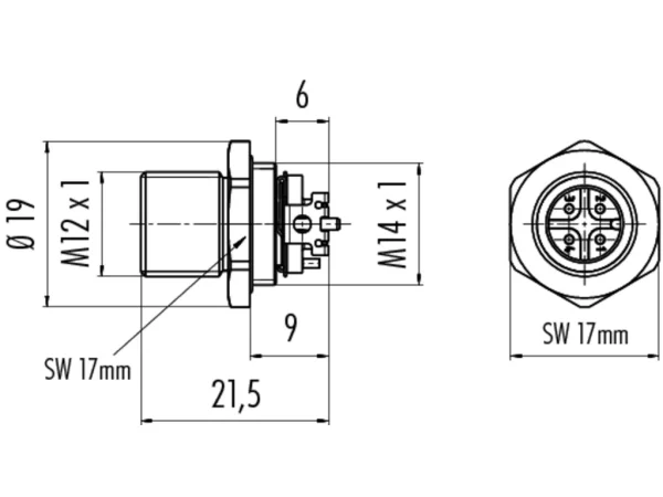 Male panel mount connector