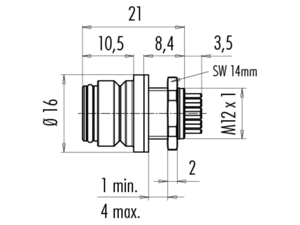 Female panel mount connector