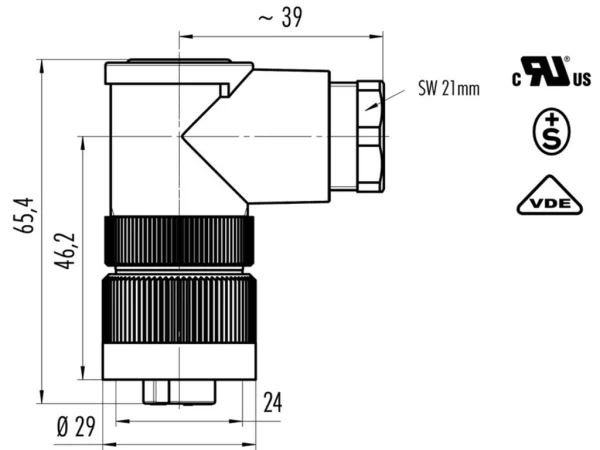 Female angled connector