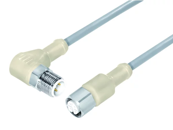 Connecting cable, Male angled connector M12x1 - Female cable connector M12x1
