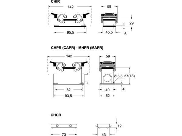 surface mounting housing, size 57.27, 180°C alu, 2 levers, 1xM20 side