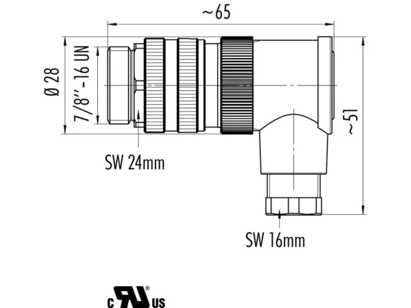 Male angled connector