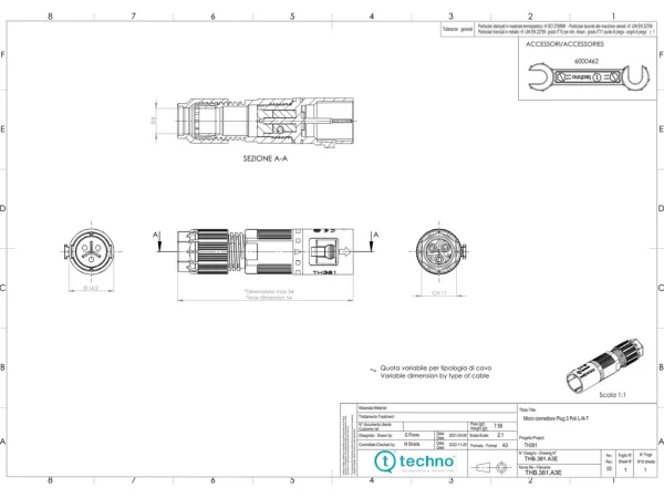 Micro Plug connector 3p Screw L-N-PE D7-8