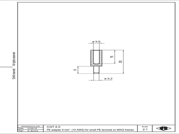 adapter PE, 6,0mm², silver, crimp, for MIXO frames CX..T