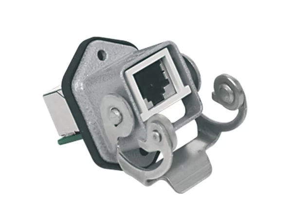 bulkhead mounting connector, size 21.21, zinc, 1 lever, 8p, RJ45