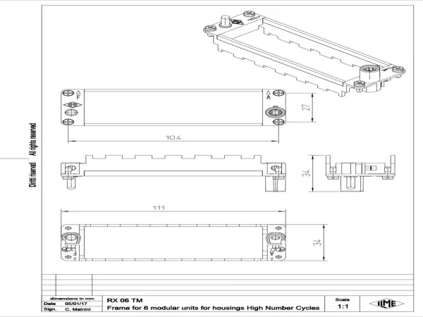 frame, size 104.27+size 104.62, MIXO HNM, for 6 MU, with PE-connection