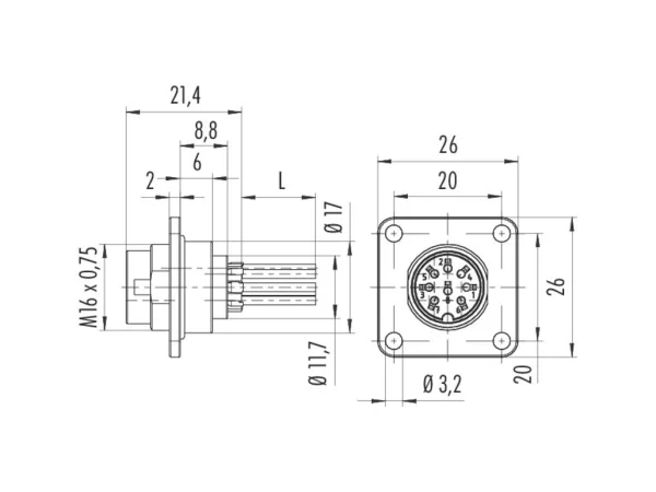Male panel mount connector