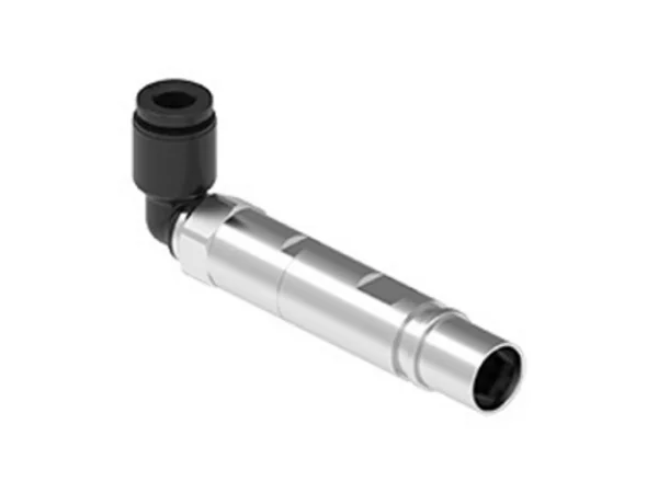 female contact, angled, MIXO, metal, 3,0mm external, push-in, pneumatic, shutt-off valve